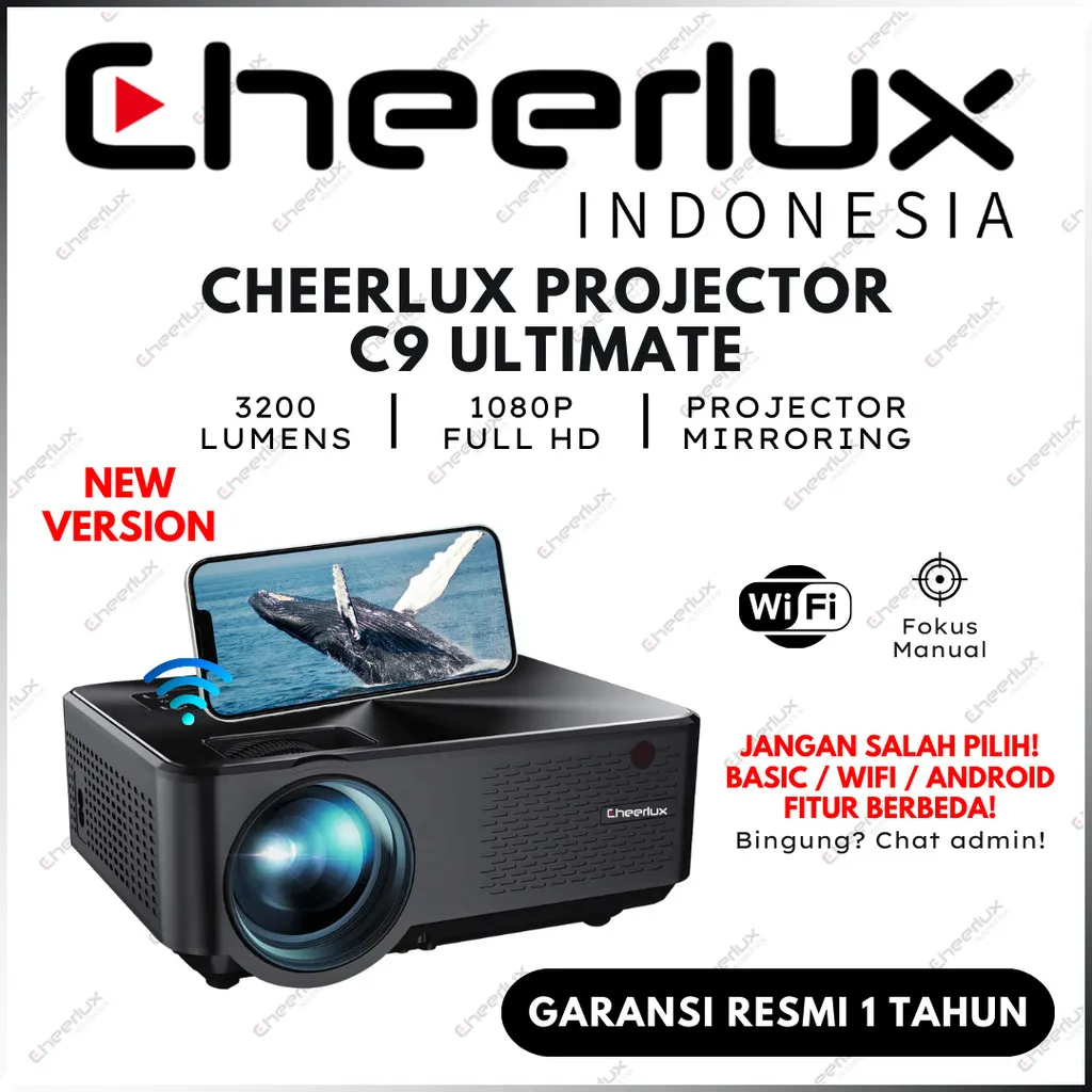 Proyektor Presentasi | CHEERLUX C9 3200 Lumens 1080p | Proyektor CHEERLUX C9 BASIC 2800 Lumens 720p
