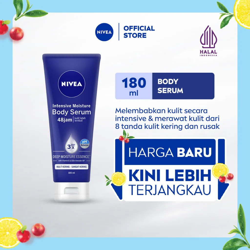 NIVEA Body Serum Intensive Moisture 180ml - Hand body serum lotion mositurizer 48 jam body care kulit kering kasar bersisik pecah-pecah memperbaiki skin barrier pelembab melembutkan badan - Vitamin E, Grapeseed oil, Avocado oil, Hydra IQ