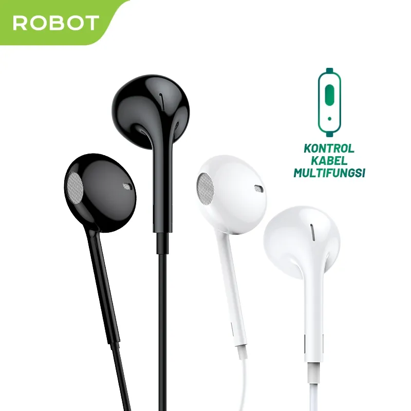 ROBOT Wired Earphone In-Ear REC 10 Kabel Type C dengan Kontrol Kabel Multifungsi Original - Garansi 1 Tahun