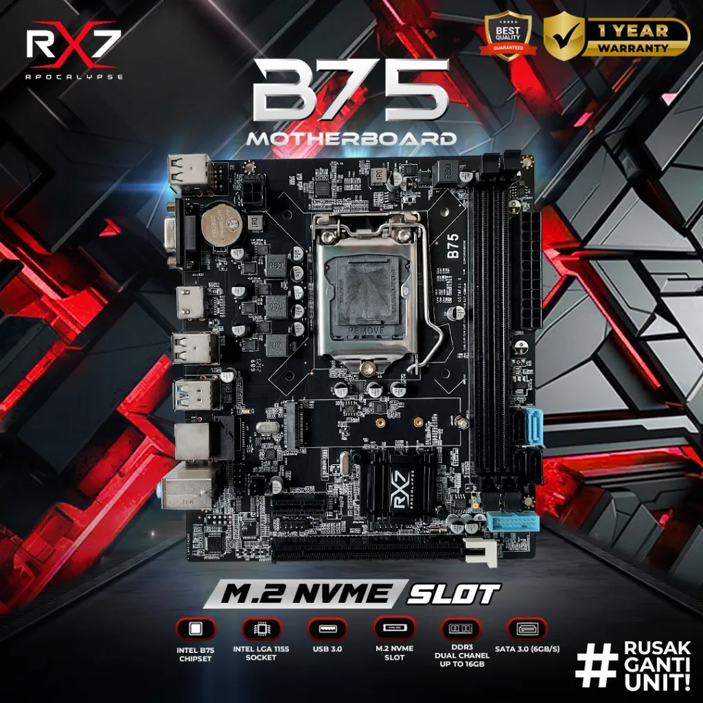 Motherboard RX7 B75 / H61 PLUS LGA 1155 DDR3 B75 Mainboard SUPPORT NVME