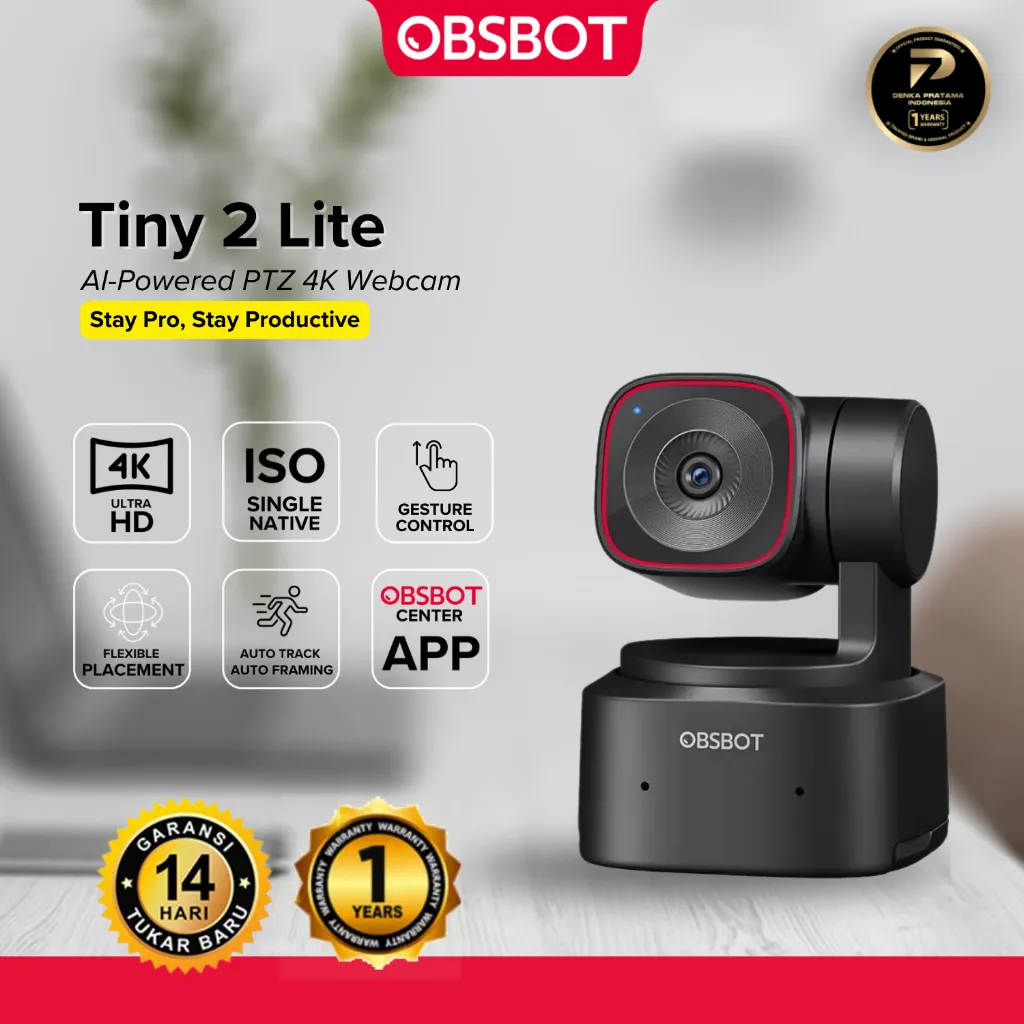 OBSBOT TINY 2 LITE AL-POWERED 4K PTZ WEBCAM
