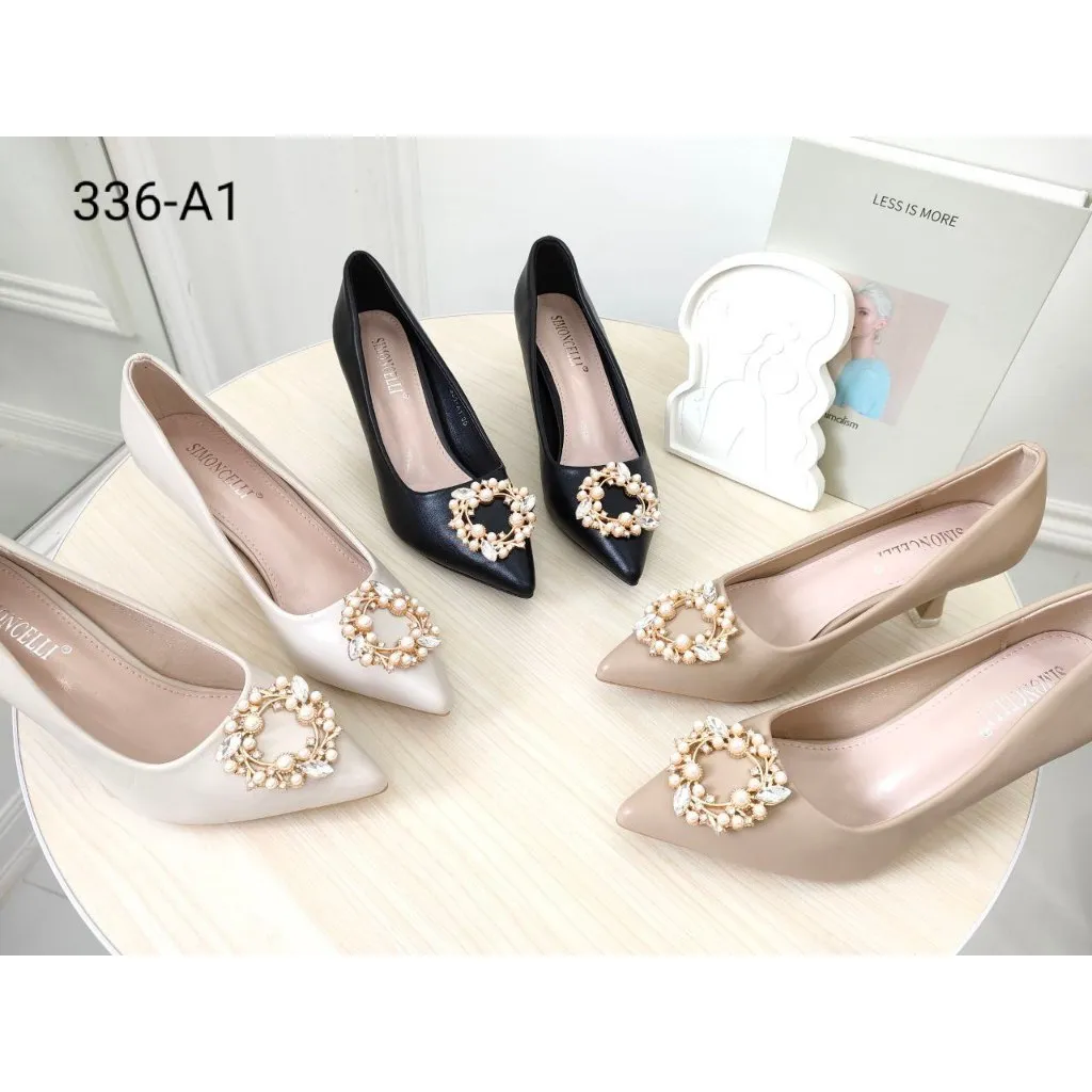 Simoncelli Sepatu Heels Wanita 5 Cm Mutiara | High Heels | Sepatu Korea | Heels Korea | Sepatu Hitam | Sepatu Kerja Wanita | Bridal Shoes | Heels Pesta 366-A1