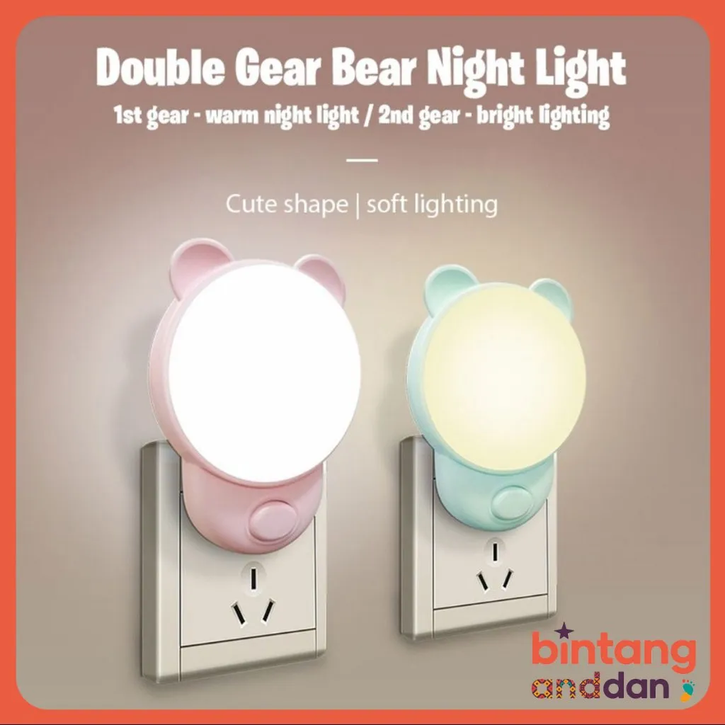 [COD] Malam LED Kamar Tidur Lampu Tidur Anak Karakter Beruang Colokan Lampu