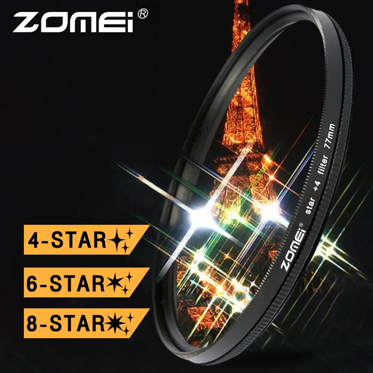 ZOMEI 4/6/8 Star Filter Bintang untuk Lensa Kamera Digital - Camera DSLR Mirrorless Canon Nikon Sony Fujifilm 40.5mm-82mm Soft Focus Filters  Starburst Filters Line 4/6/8 Poin CPL ND UV