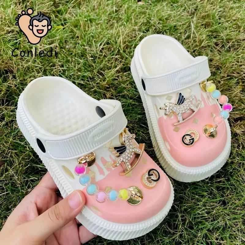 Conledi_Sandal Baim Anak Perempuan Sendal Anak Perempuan Gradien Warna Anak Aksesori Manik Pelangi Plus Sandal Unicorn