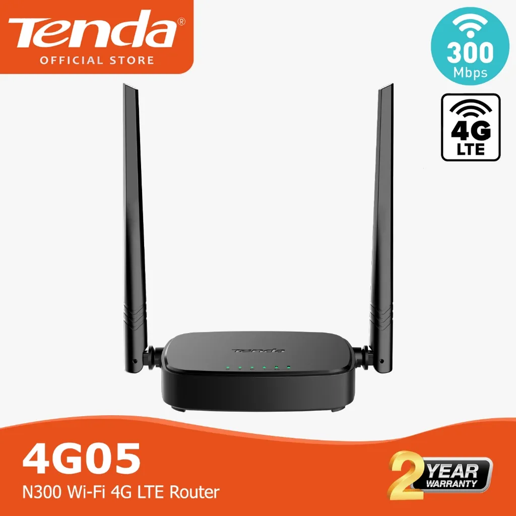 Tenda 4G05 Modem WiFi Router 4G LTE 300Mbps | Slot SIM Card | Semua Operator | Internet Cepat Stabil & Mudah Dipasang