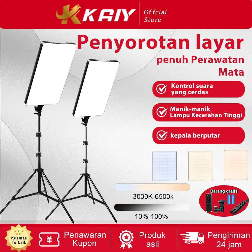 KAIY Lampu panel datar video LED 11/16/19/24/32 inci +Tripod Dengan kendali jarak jauh, lampu tata rias, lampu video super terang dengan tripod yang dapat diredupkan