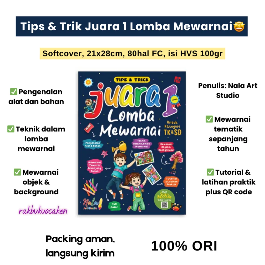 Buku Belajar Mewarnai Anak Buku Tips & Trik Juara 1 Lomba Mewarnai by Nala Art Studio