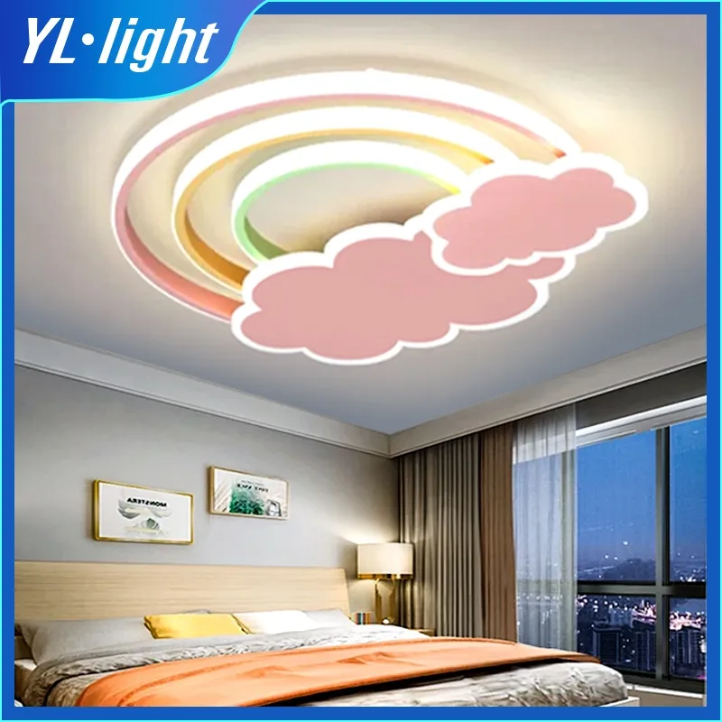 Lampu langit-langit kamar tidur lampu langit-langit kartun lampu hias tiga warna lampu yang dipimpin lampu kamar anak-anak lampu langit-langit gaya baru