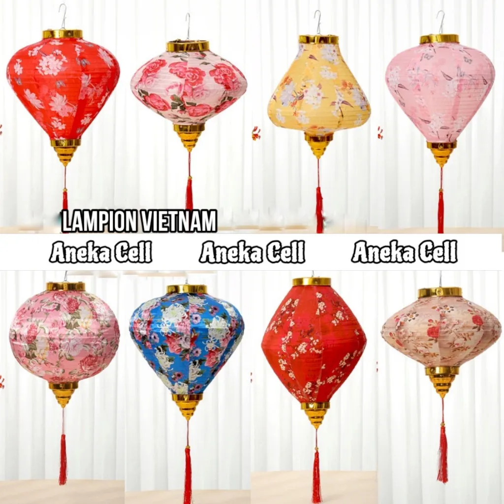 Lampion Vietnam Imlek Gantung Diamond Lampion Kain Satin Premium Besar Pvc High Quality Dekorasi Aksesoris Sincia Hiasan Chinese New Year Tahun 2026