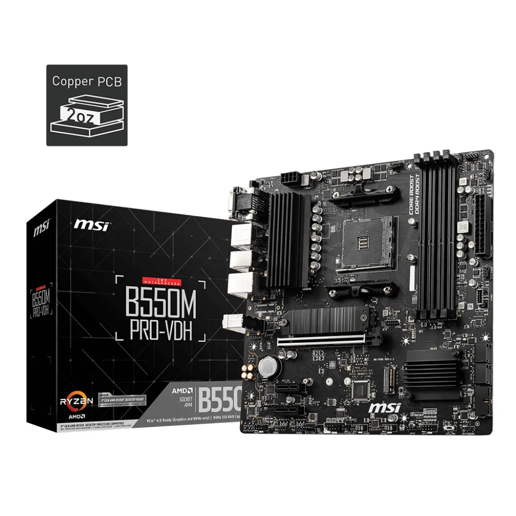 Motherboard MSI B550M PRO-VDH (AM4, AMD, B550, DDR4, USB3.2, SATA3)