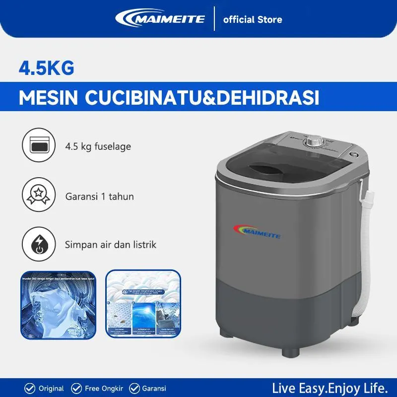 MAIMEITE Mesin Cuci Portable - Desain Kuat & Pulsator Bionik - Cocok untuk Kosan & Rumah Kecil