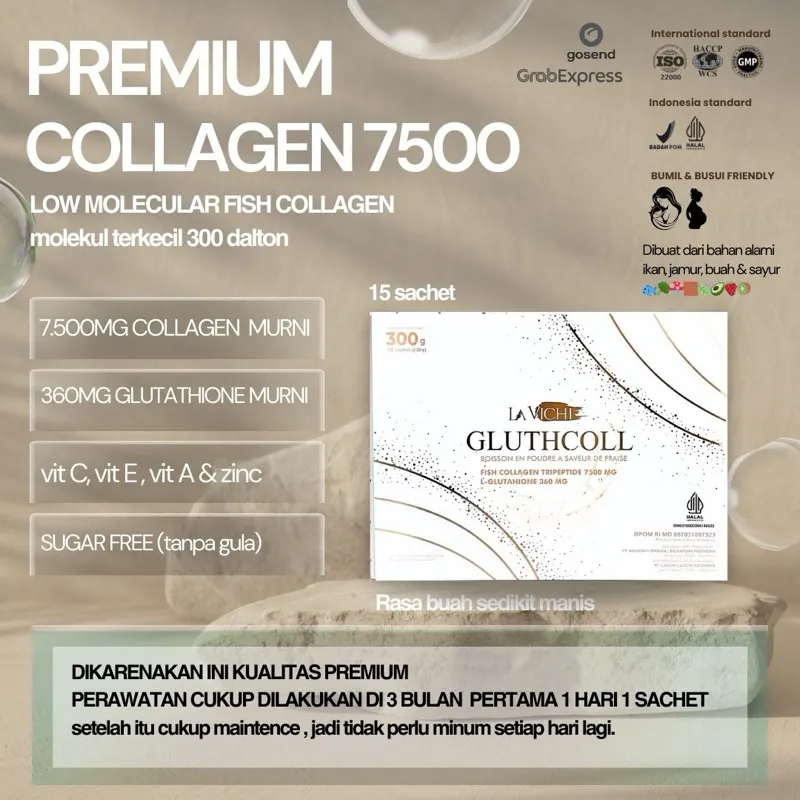 La Vichi Gluthcoll Collagen “30 Days Treatment” Fish Collagen Low Molecular 300 Dalton I Glutathione Drink I Whitening Suplement I Pencerah Kulit