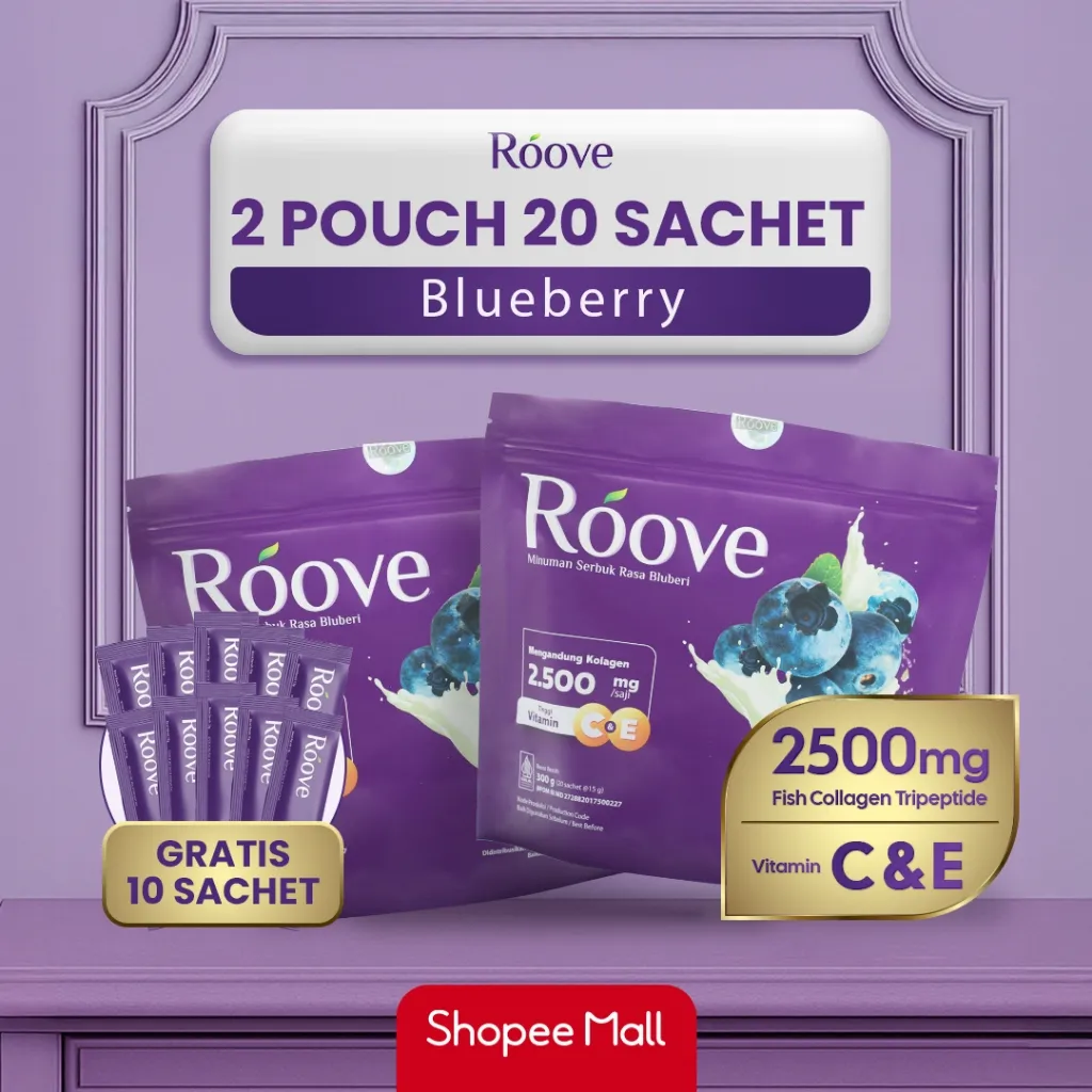 Roove Blueberry Collagen Drink (2 Pouch Free 10 Sachet)
