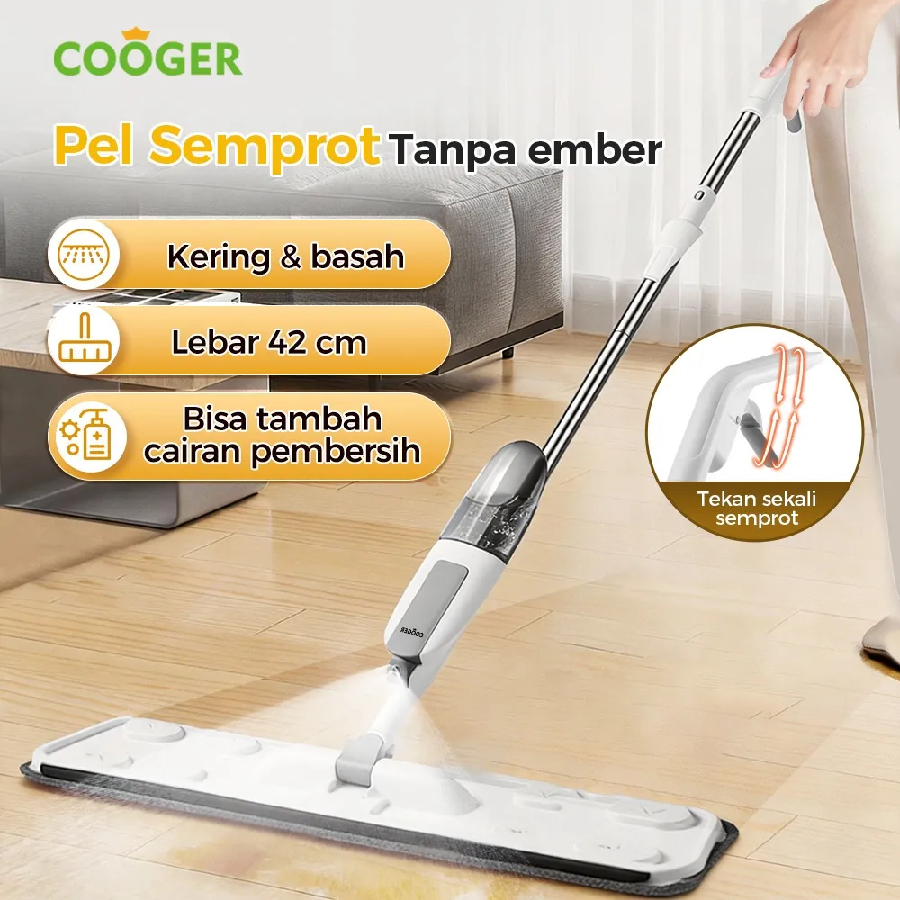 COOGER Alat Pel Lantai New White Spray Mop Automatic Water Tank Alat Pel Semprot Dengan Tangki Air