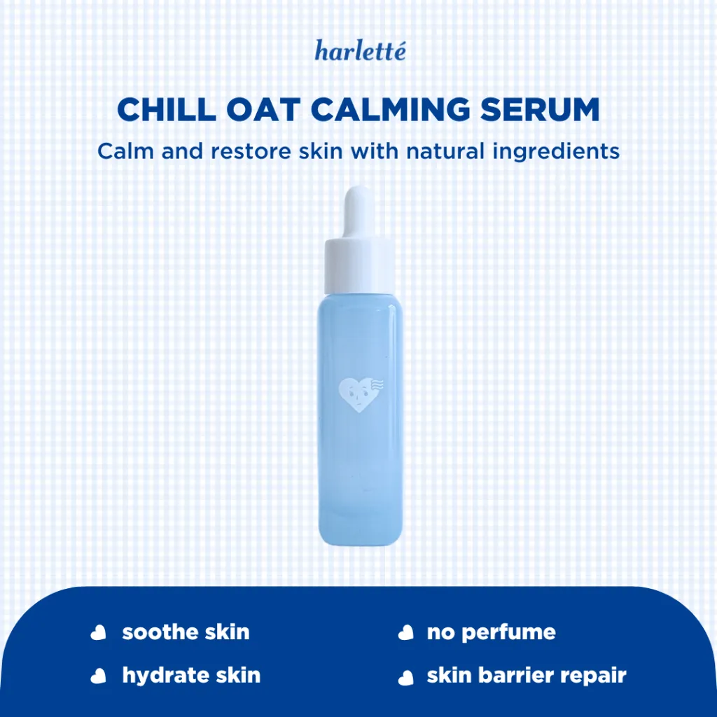 Harlette Chill Oat Calming Serum | Red, Troubled Skin, Oat & Turmeric Extract, Niacinamide, Ceramide