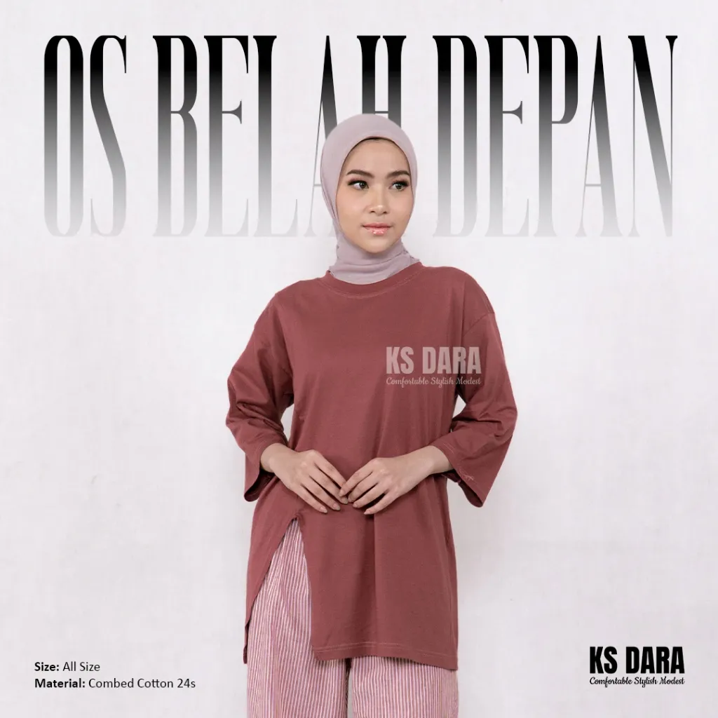 KSDARA - KAOS BELAH DEPAN OVERSIZE kaos lengan 7/8 belah depan