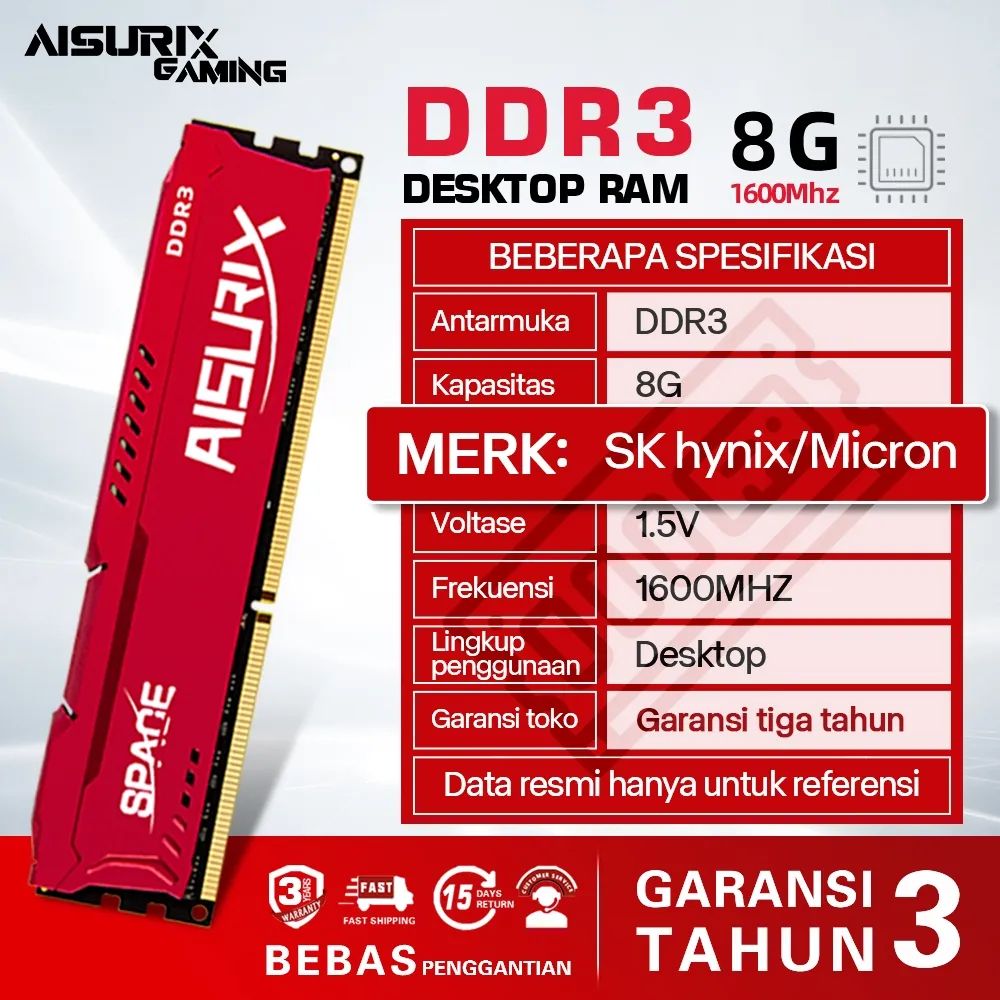 AISURIX DDR3 8GB 16GB RAM 1600Mhz 2666Mhz DDR4 3200Mhz Desktop Memory