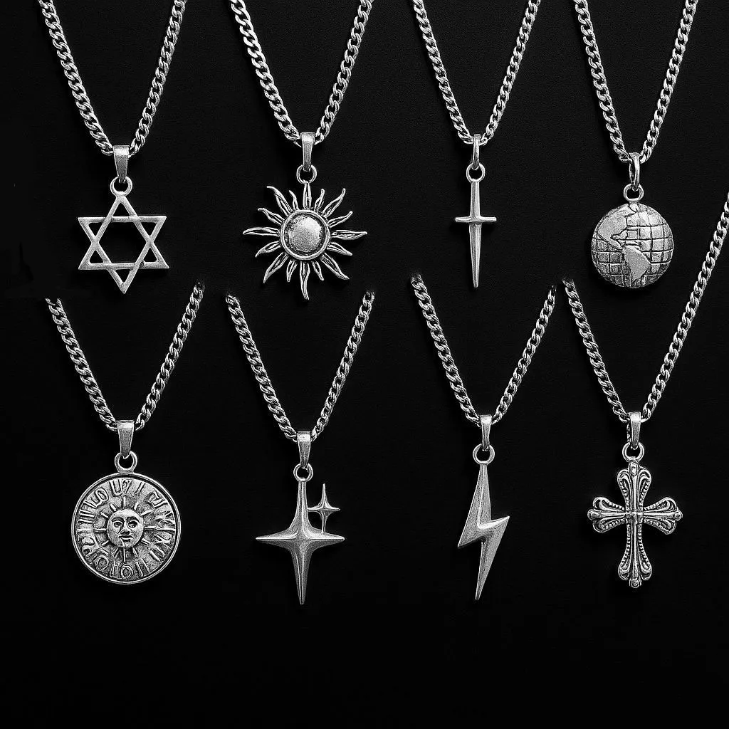 Kalung Smile Necklace Cross Galaxy Star Bintang Pendant Korea Style Perak Silver Pria Wanita