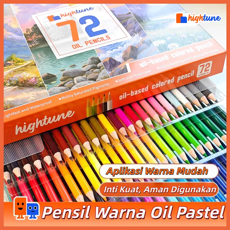 HIGHTUNE Pensil Warna 24/48/72 Set Lengkap-Alat Mewarnai &Melukis,untuk Anak dan Dewasa,Full Set Warna