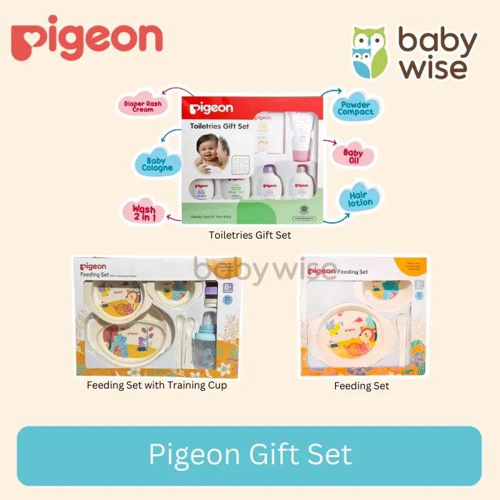 Pigeon Gift Set | Pigeon Feeding Set Mini | Pigeon Feeding Set With Training Cup | Pigeon Toiletries - Paket Perlengkapan Makan | Paket Perlengkapan Mandi Bayi | Baby Gift Set | Hadiah Kelahiran Bayi