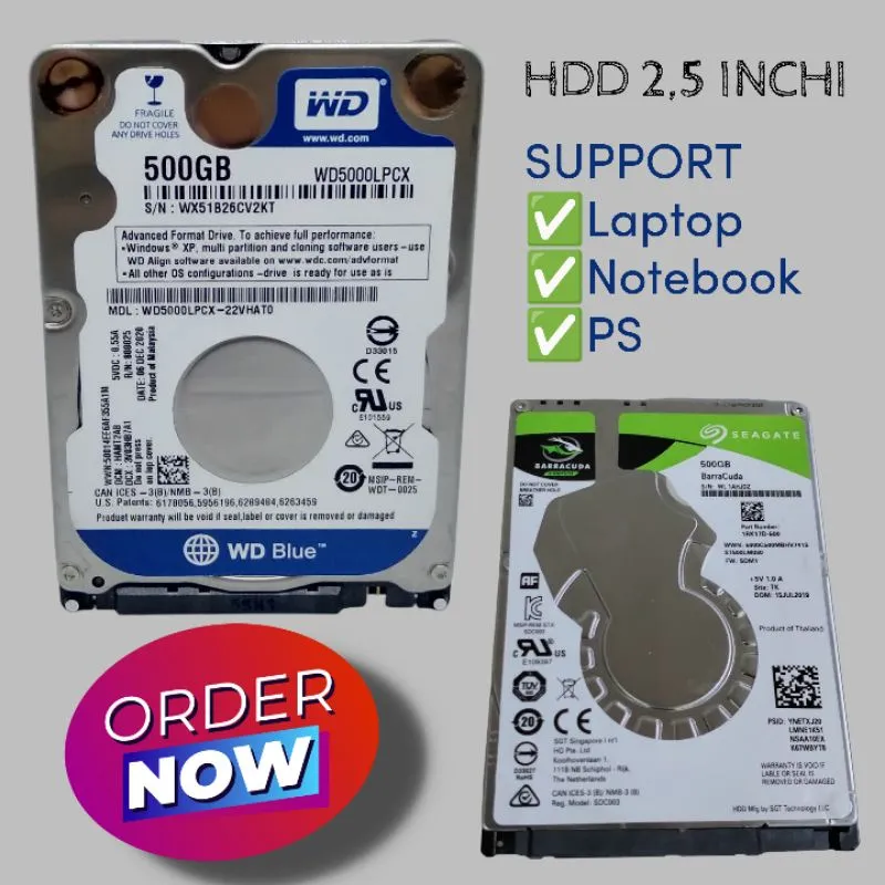 HARDISK LAPTOP 500GB WD SLIM 2,5 ORI - HDD 500GB BARU 0 DAY