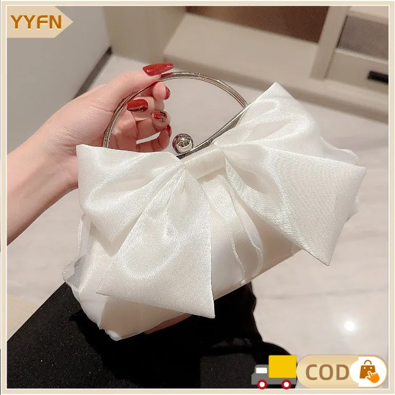 Crossing Bag Busur Baru /Clutch Tas Pesta Wanita Import /Tas Bahu Rantai Wanita/Clutch Mini Kondangan Cantik Elegan