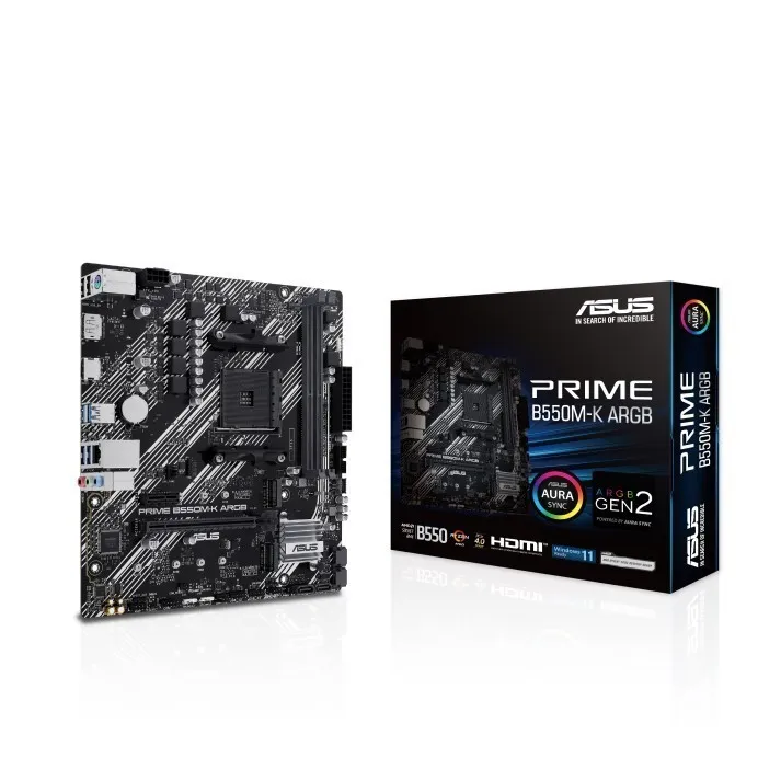 ASUS Prime B550M-K ARGB Motherboard AMD Ryzen AM4 B550 Micro ATX