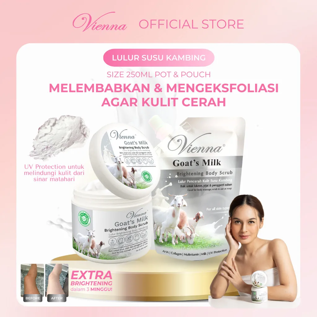 Vienna Goat's Milk Body Scrub - Lulur Susu Kambing Brightening & Moisturizing 250g Pot