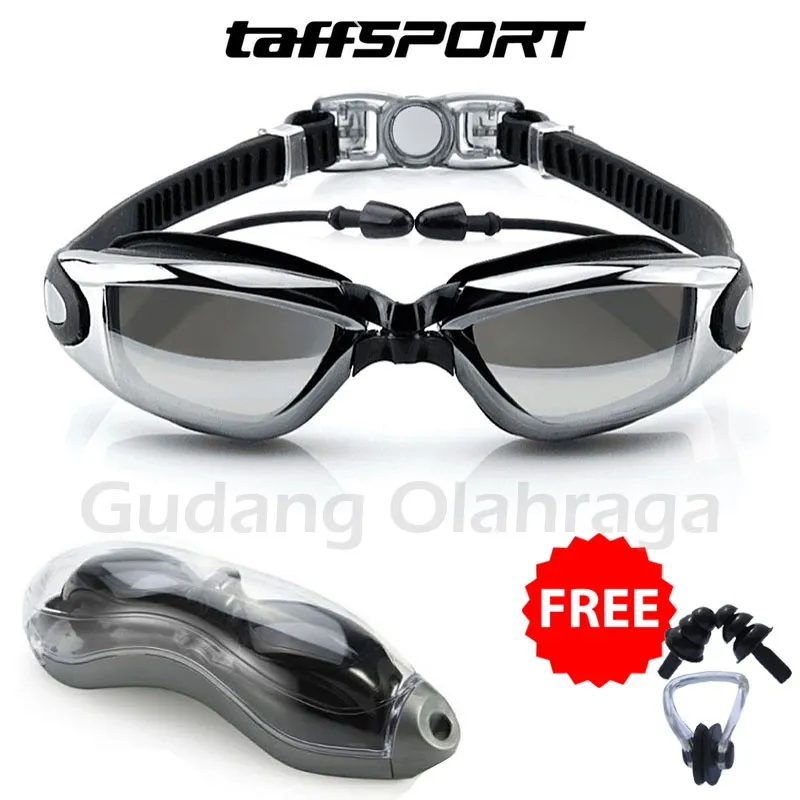 TaffSPORT Kacamata Renang Remaja Dewasa Anti Fog UV Protection dengan Penutup Telinga - A380