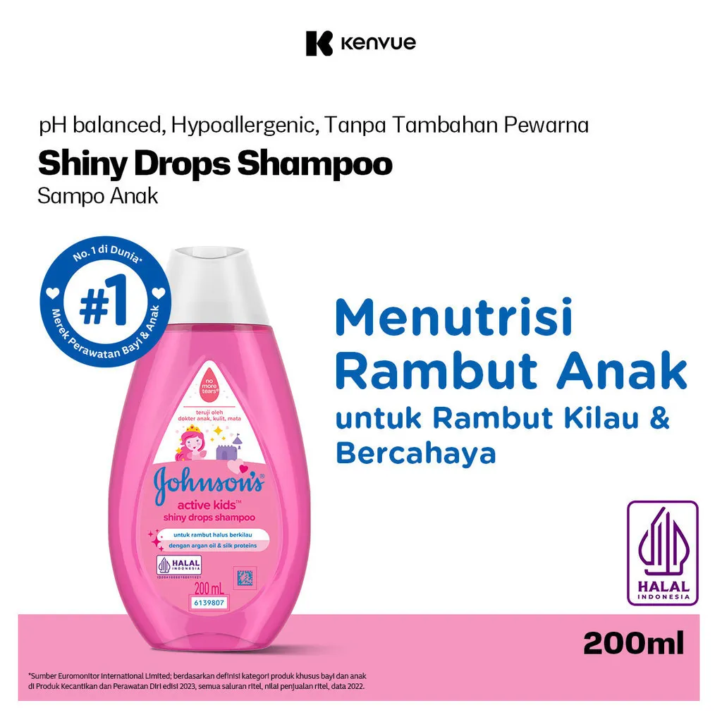 JOHNSON'S Active Kids Shiny Drops Shampoo - Shampo Anak-anak 200ml