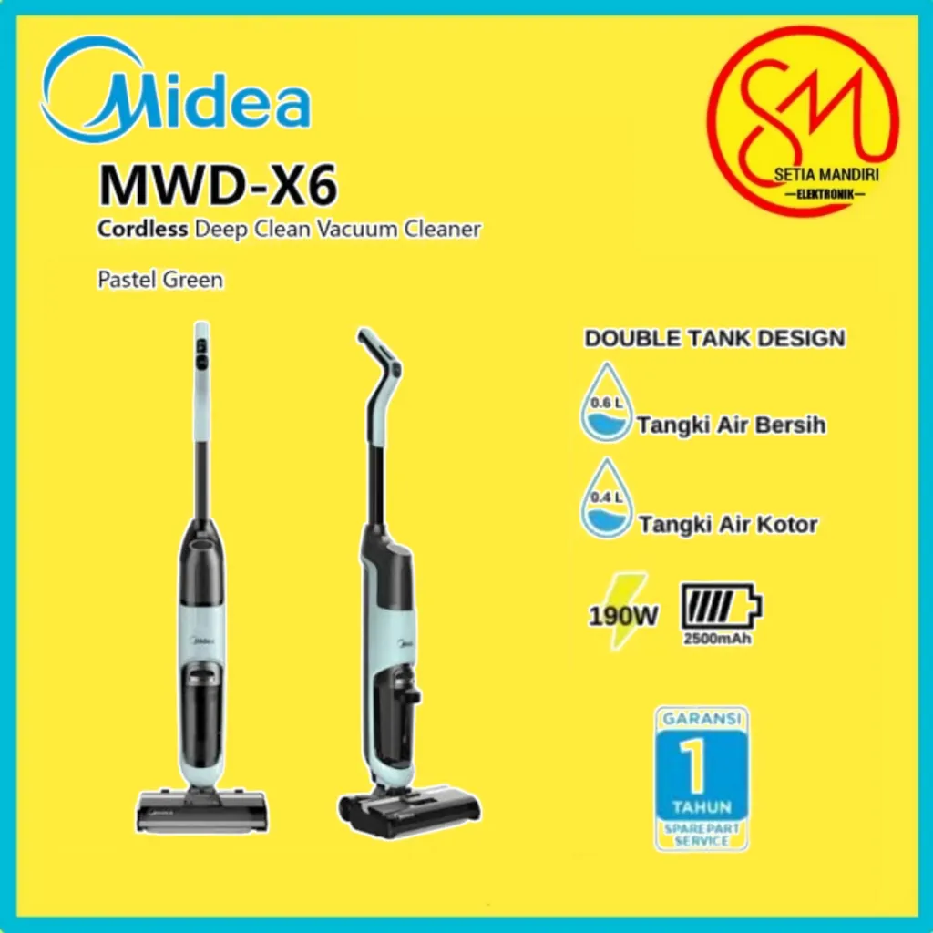 Midea MWD-X6 / MWD-X8 / MWD X-10 Wet Dry Cordless Stick Vacuum Cleaner Floor Washer Penyedot Debu