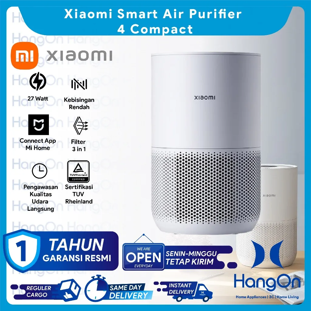 Xiaomi Smart Air Purifier 4 Compact OLED Layar Sentuh Pembersih Udara Touch Screen Jangkauan 16~27m² Mode Sleep Smart Control