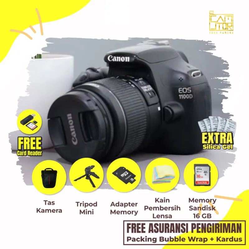 Canon 1100D No Vignet Mulus + Memori + Bonus Banyak + Garansi Toko