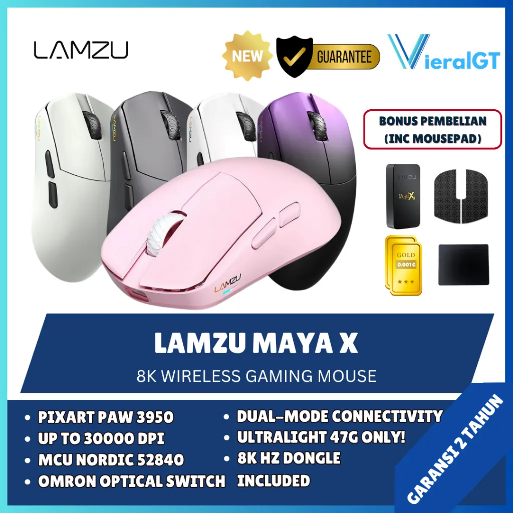 Lamzu Maya X Wireless 8K Gaming Mouse Ultra-lightweight Pixart PAW 3950