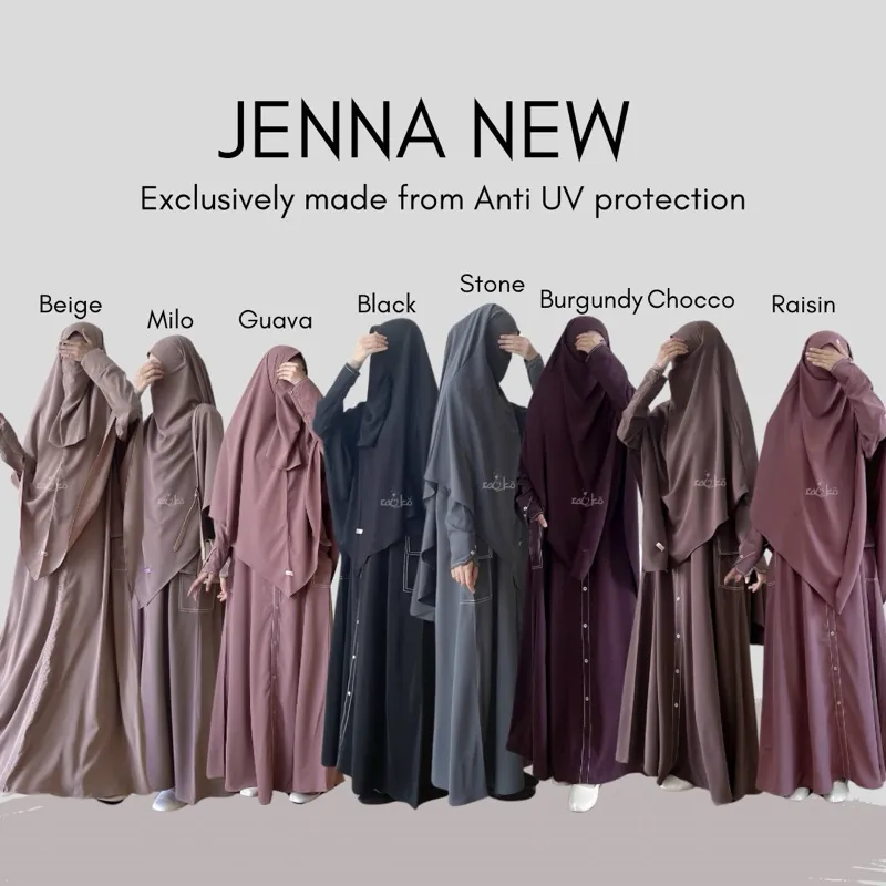 GAMIS set Khimar Jenna ANTI UV protection | Abaya Set cargo Free cadar by Raniko Syari