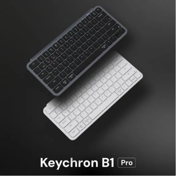 Keychron B1 Pro Ultra-Slim Wireless Keyboard portable, lightweight supports 2.4GHz, Bluetooth & wired cable modes Compatible for iPad MacBook MacOS