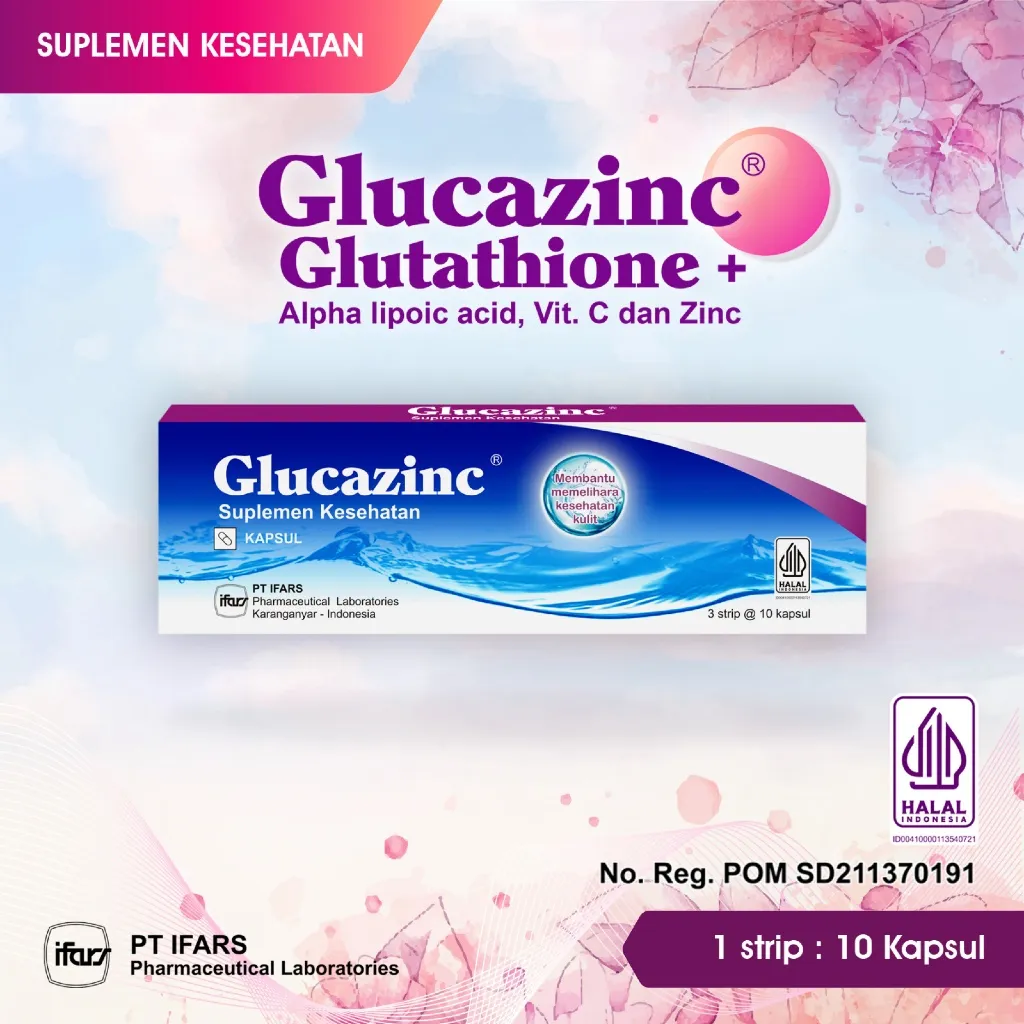 GLUCAZINC L-GLUTATHIONE REDUCED | VITAMIN KULIT | PENCERAH KULIT | GLOWING | BRIGHTENING