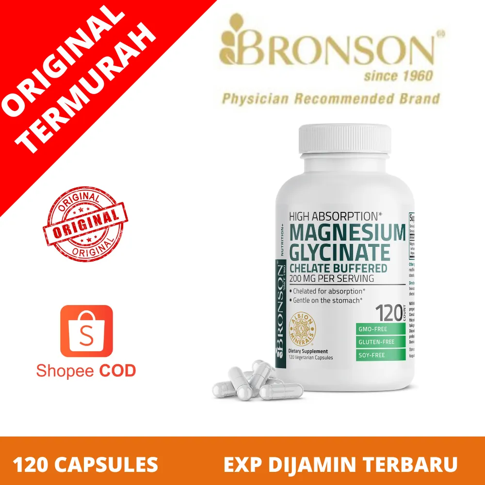 Bronson Magnesium Glycinate High Absorption 200 MG isi 120 Capsules