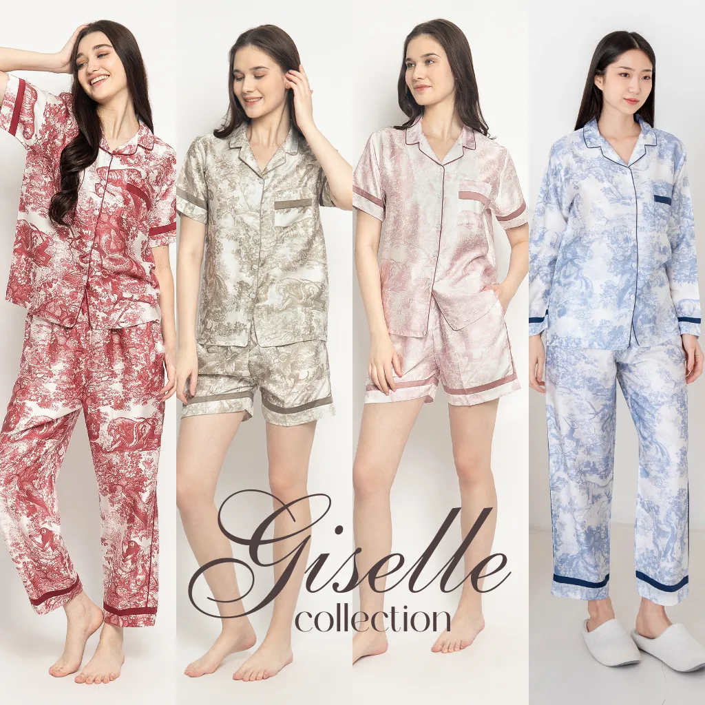 Surrell Sleepwear | Giselle (S-XL) ORGANIC SILK Tencel Pajamas Set Piyama | Women Silk Pajamas | Lengan Panjang Long Sleeve | Daster Dress