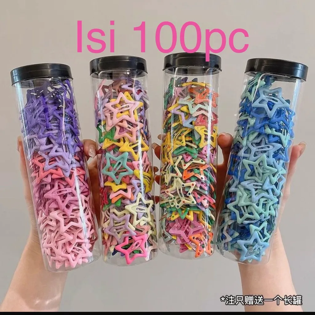 Jepit Rambut Bintang Korea 100 pcs 50 pcs / kaleng / Jepit Rambut Bintang Berwarna-warni / Aksesori Rambut Bintang