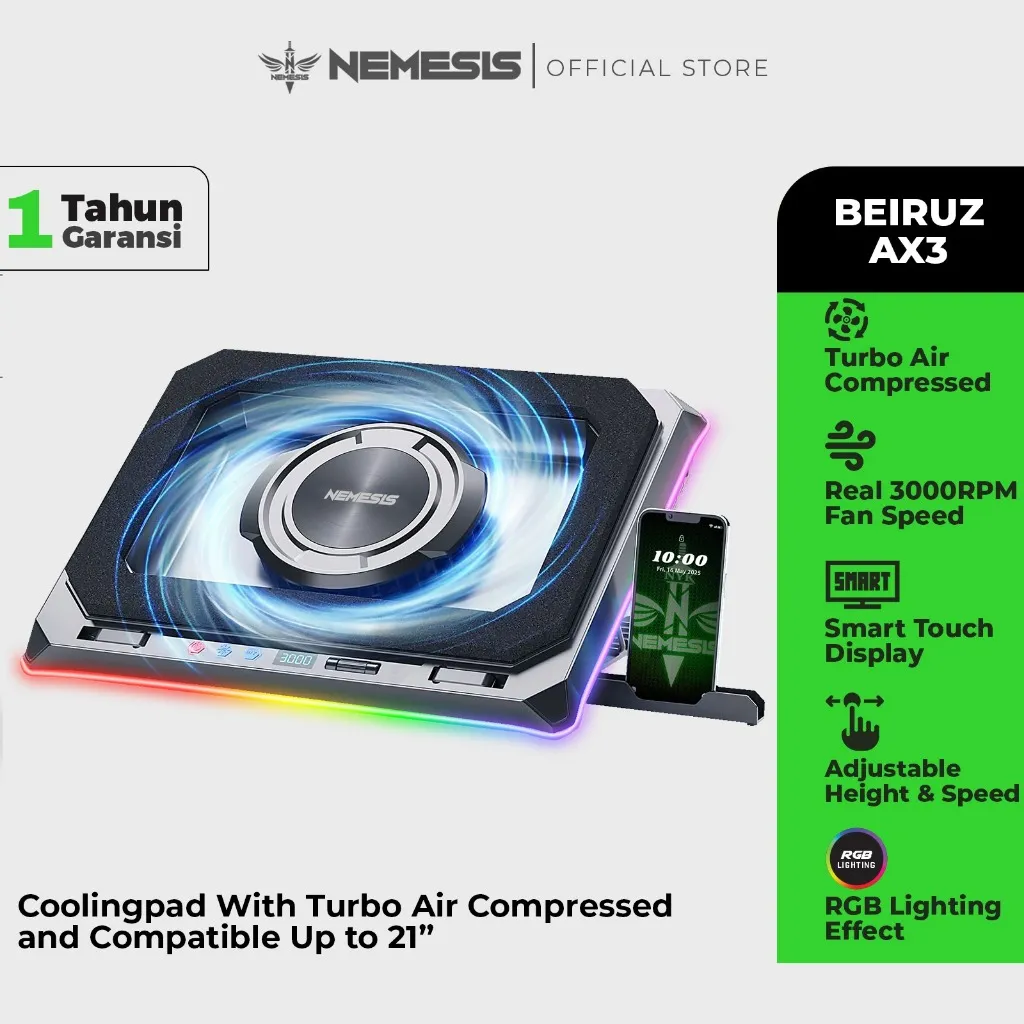 NEMESIS Coolingpad Turbo Compressed Air RGB with Plate Topper  BEIRUZ AX3