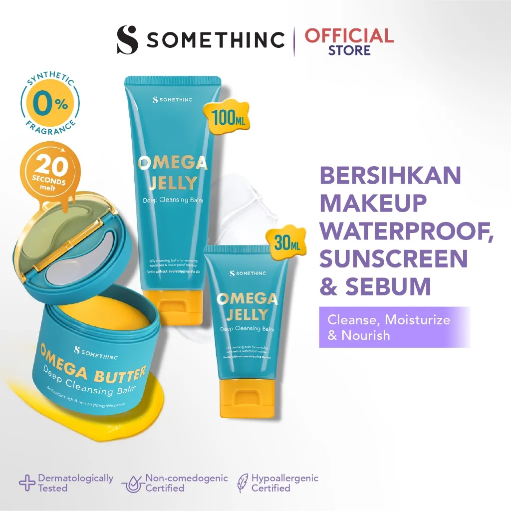 SOMETHINC Omega Butter Deep Cleansing Balm  - Balm Pembersih Makeup Waterproof, Non comedogenic, Tidak Merusak Skin Barrier, Cocok untuk kulit sensitif