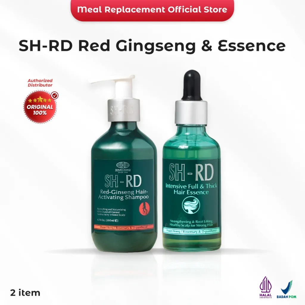 SHRD Bundle | Paket Atasi Rambut Rontok dan Patah | Red Ginseng Shampoo | Hair Essence | Sisir Anti Kusut | Tipis | Rontok | Kusut | Patah