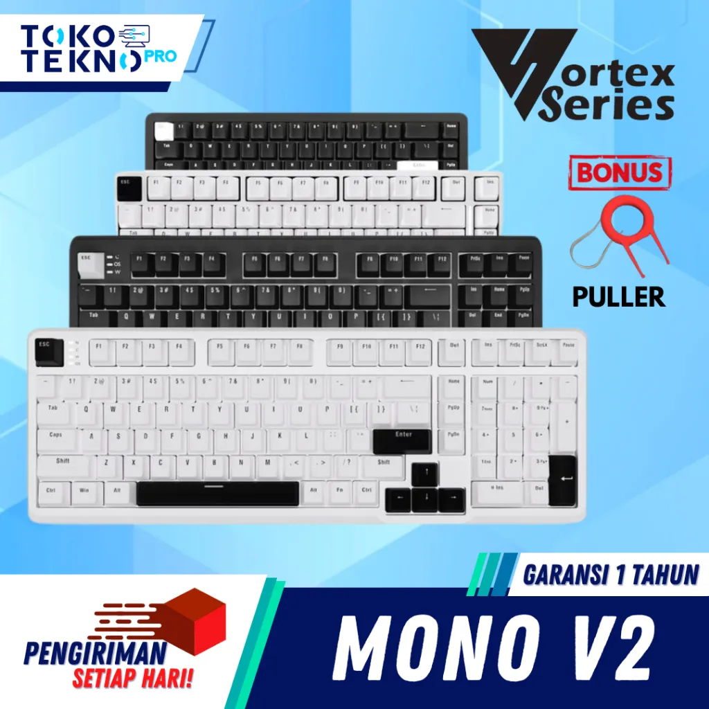 Vortexseries Vortex Mono V2 / V-2 / Gen2 Series Wired Gasket Mount Mechanical Keyboard 65% / 75% / 87% TKL Layout Hotswappable Universal