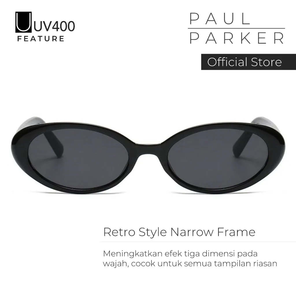 [BEST SELLING] Paul Parker UV 400 Retro Oval Frame-Cocok Semua Bentuk Wajah-Chic Korean Sunglasses