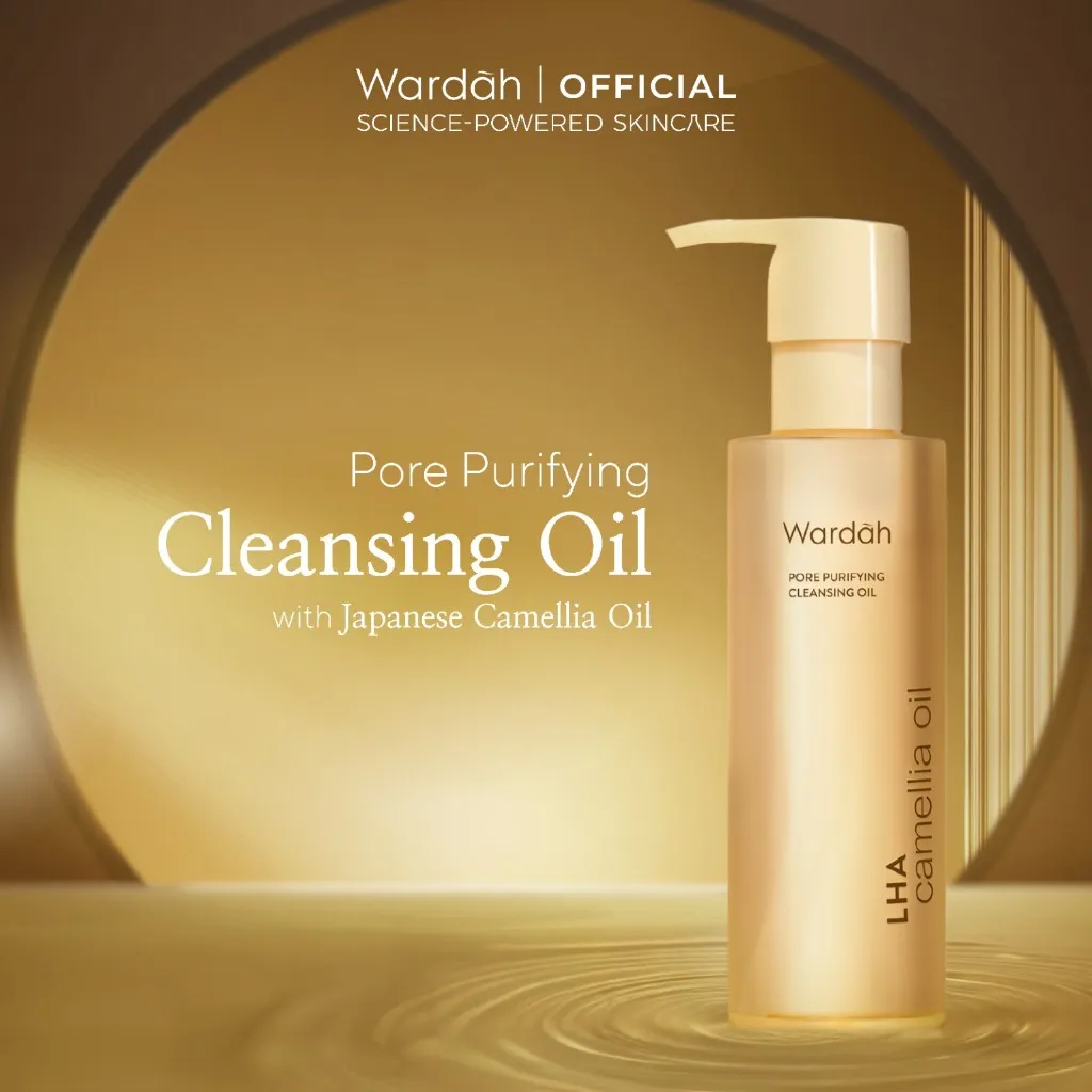 Wardah Cleansing Oil LHA Camellia Oil Pore Purifying 140 ml-Cleansing oil membersihkan waterproof makeup dengan formula ringan, tekstur oil to milk, mudah dibilas dan cocok untuk kulit acne-prone - Skincare