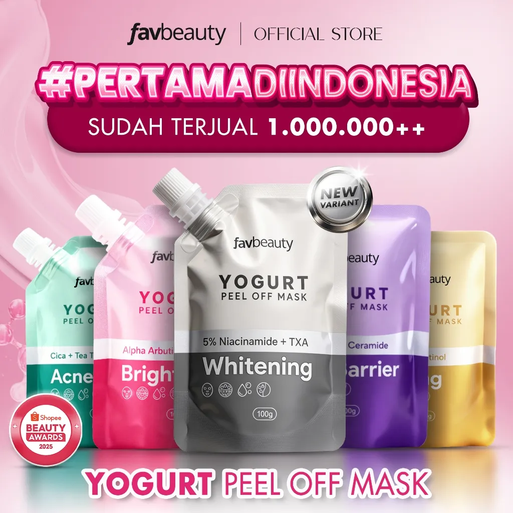[BEST SELLER] Fav Beauty Yogurt Peel Off Mask 100 gr - Brightening, Firming, Skin Barrier, Acne Care | Masker Wajah Mencerahkan Exfoliasi Muka SkinCare Pemutih Masker Jerawat Anti Aging Penuaan Menjaga Skin Barrier