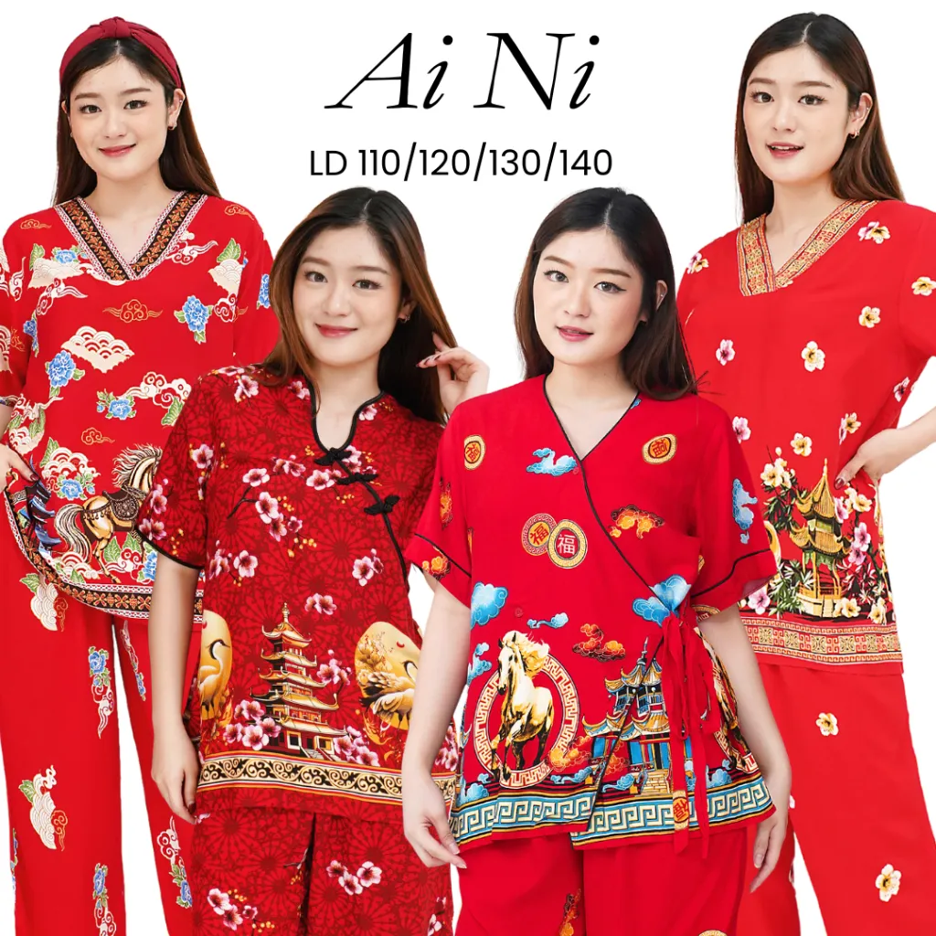 [ Ai Ni ] LD110/120/130/140 Setelan Baju Tidur Imlek 2026 Rayon Premium Standar Jumbo Bigsize
