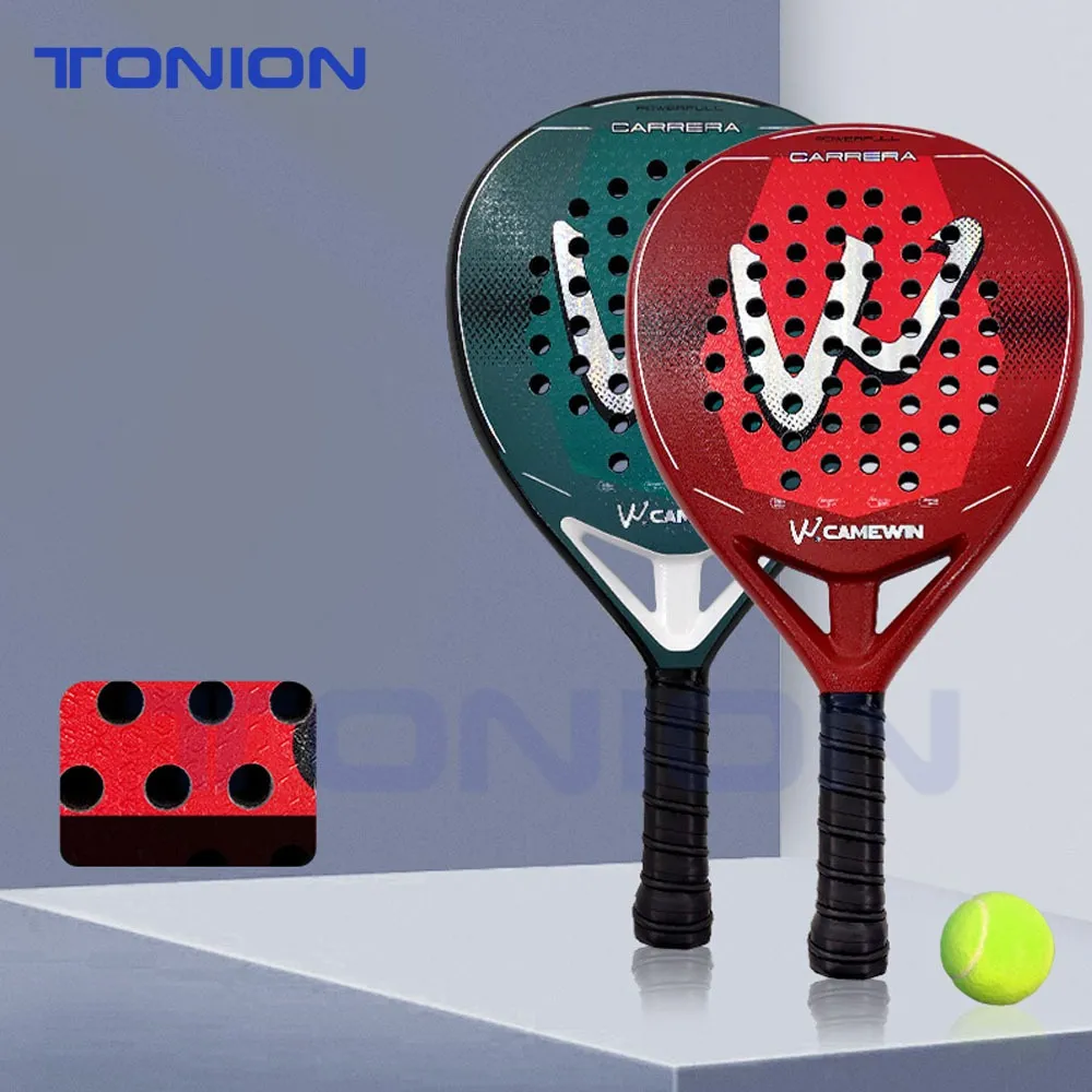 Tennis Padel Racket Camewin Carrera Racket Padel Intermediate Teardrop Professional Full Carbon Fiber Paddel Racket Beginner Master 5022 Termasuk Tas Raket Khusus